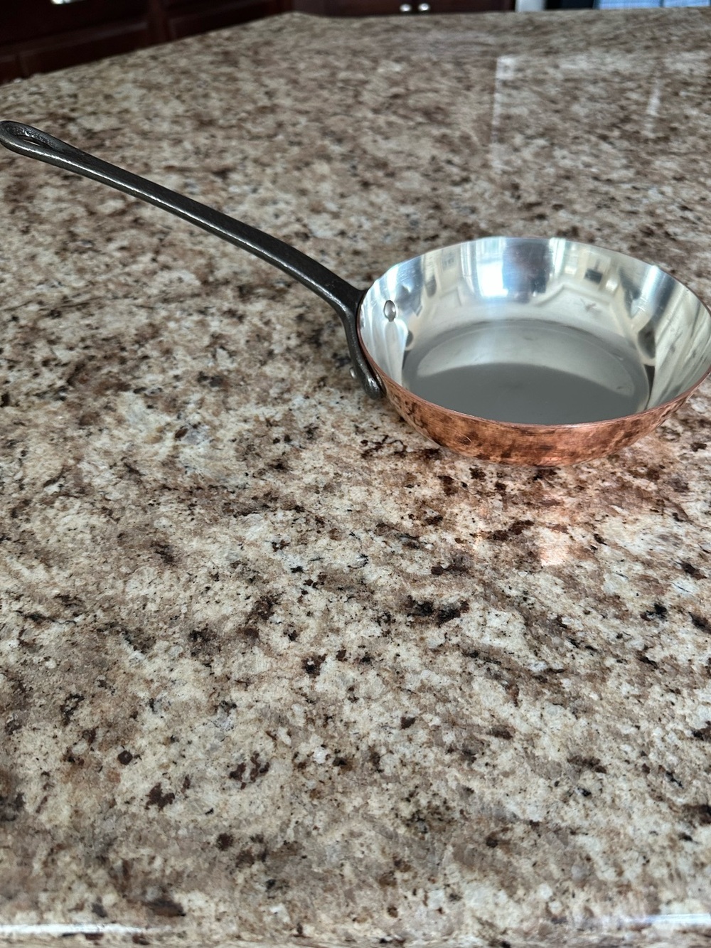 Baumalu Copper Fry Pan Made In France 6.5” 16 cm With Cast Iron Handle NWOT